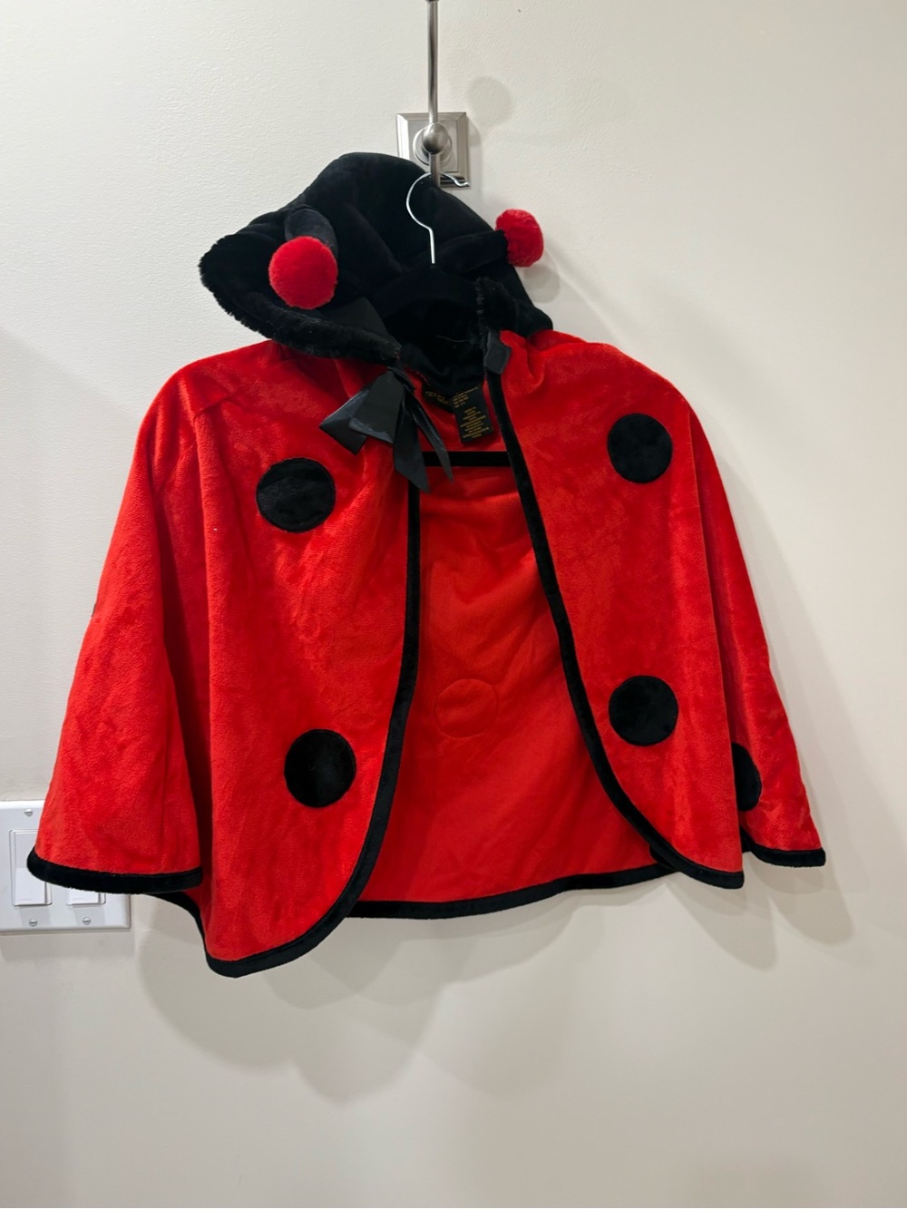 Toddler Ladybug Hooded Cape Jacket - Red & Black